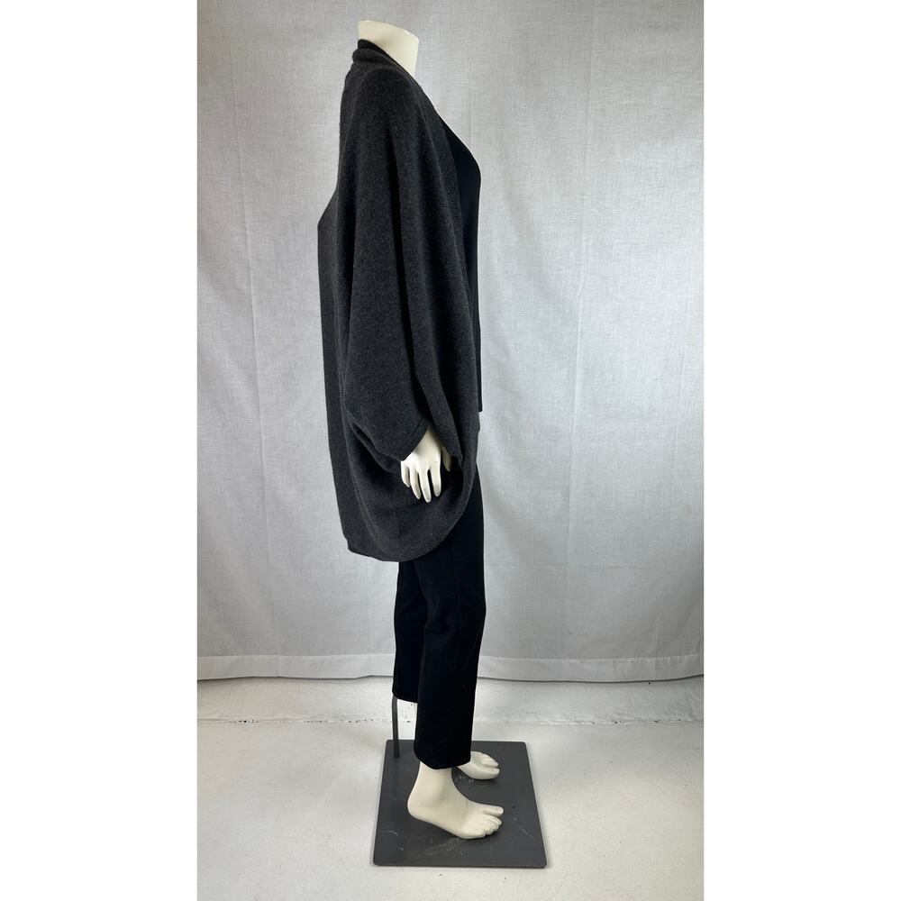 Subtle Luxury Gray Washable Cashmere Cocoon Cardigan Sweater O/S - Picture 3 of 6